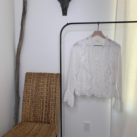 H&M boho ruffle chiffon blouse - Picture 1 of 3